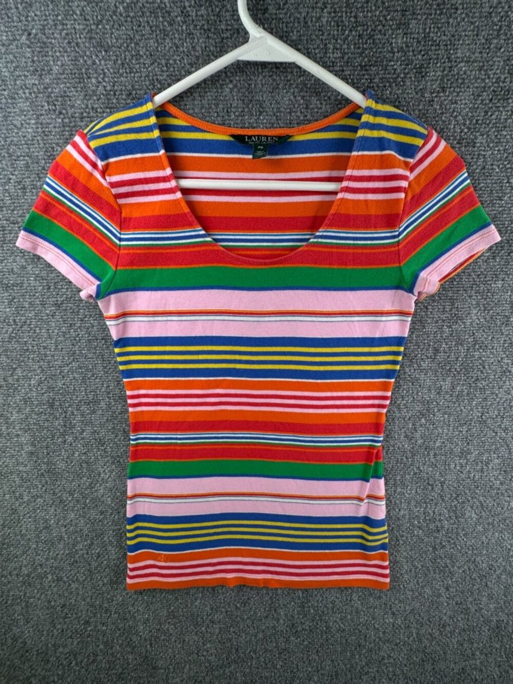 Lauren Ralph Lauren PS Petite Small Striped Colorful Short Sleeve T Shirt Ladies